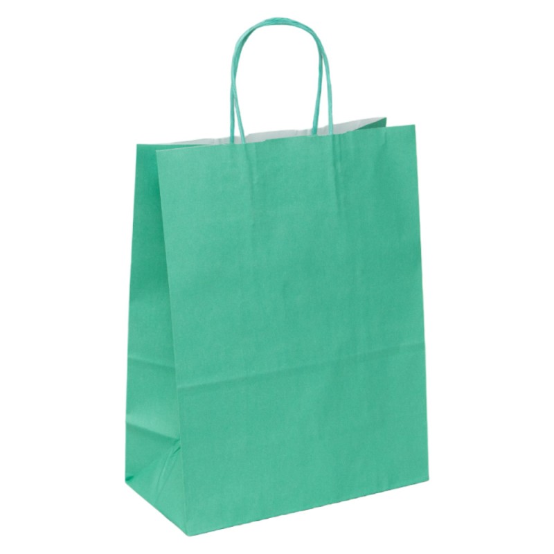 Sac papier kraft vert d'eau 23x12x30