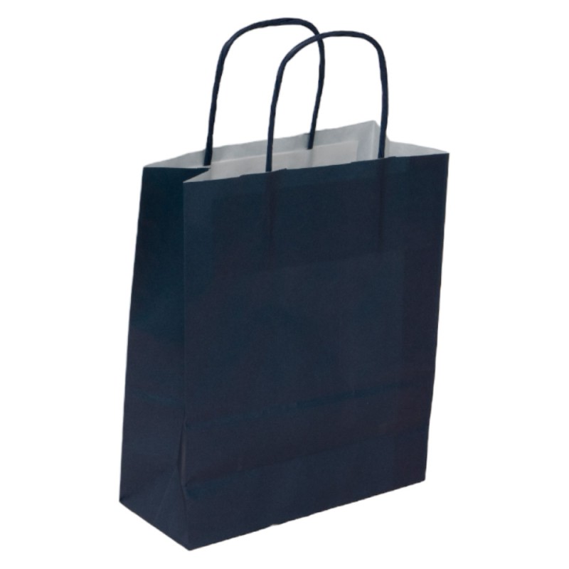 Sac Papier Kraft Rectangulaire Bleu Marine 18x8x22cm 