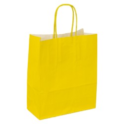 Sac kraft 90g jaune poignees torsadees