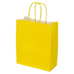 Sac kraft 90g jaune poignees torsadees