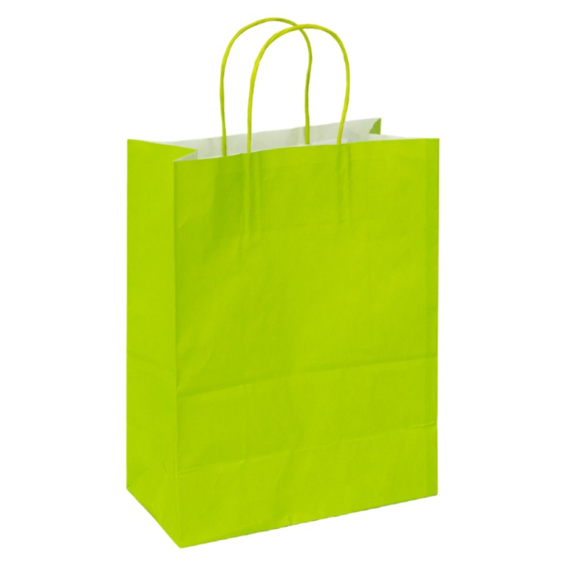 Sac kraft 90g vert poignees torsadees