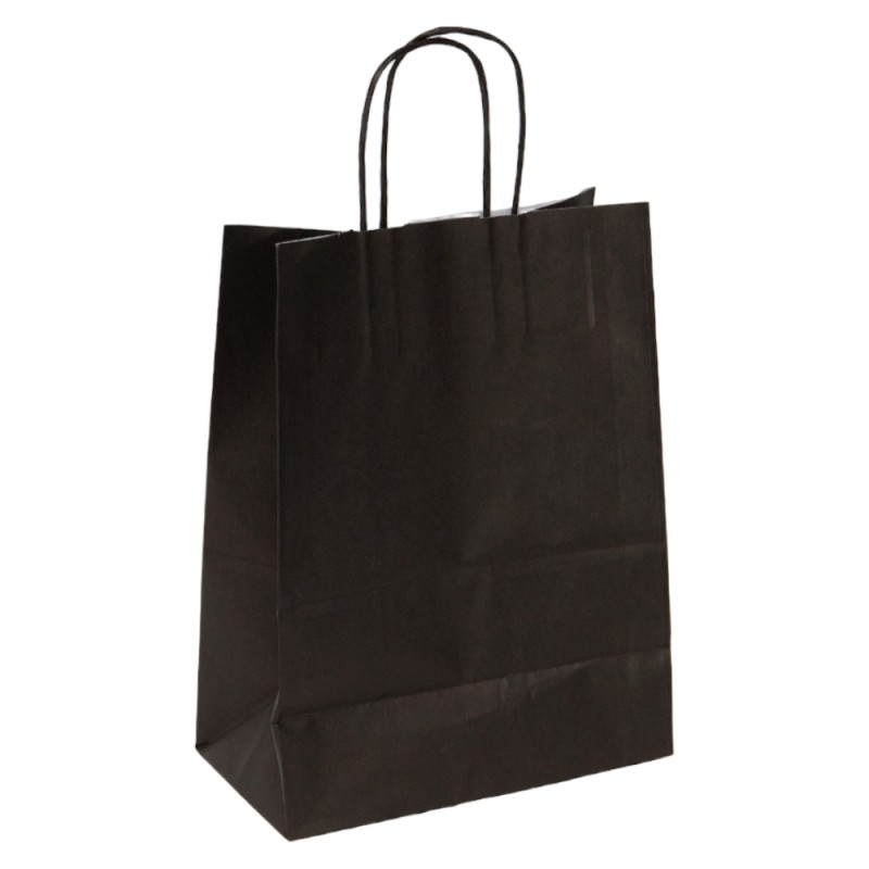 Sac kraft 90g noir poignees torsadees