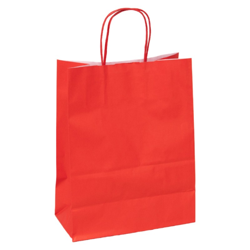 Sac kraft 90g rouge poignees torsadees