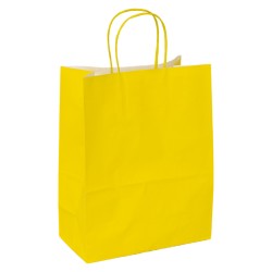 Sac kraft 90g jaune poignees torsadees