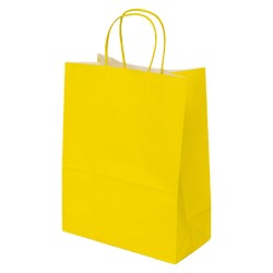 Sac kraft 90g jaune poignees torsadees