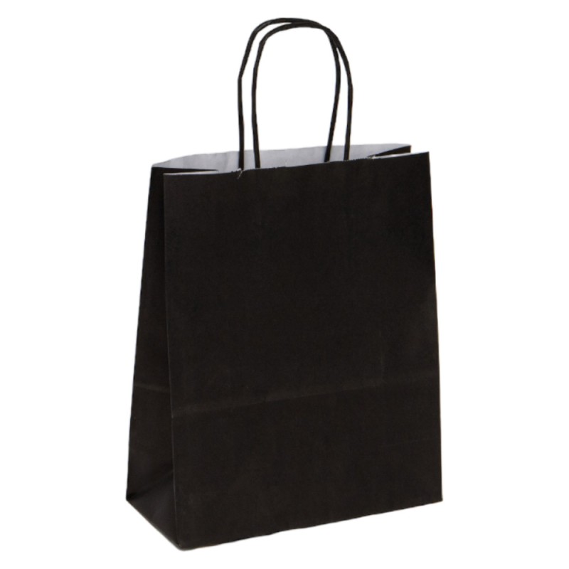 Sac kraft 90g noir poignees torsadees