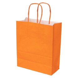 Sac kraft 90g orange poignees torsadees