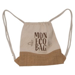 Sac a dos jute et coton Mon eco bag 28x33cm