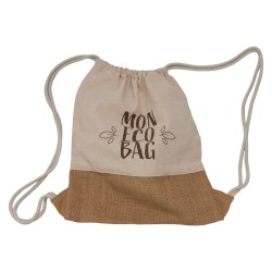 Sac a dos en jute et coton Mon eco bag 34x40cm