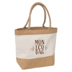 Sac en jute naturel et blanc Mon eco bag