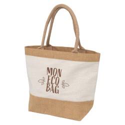 Sac en jute naturel et blanc Mon eco bag