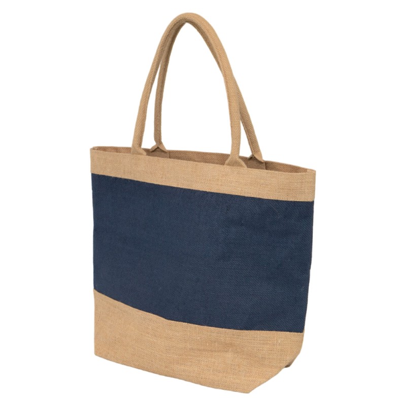 Sac jute naturel et bleu