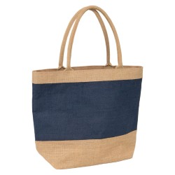 Sac jute naturel et bleu