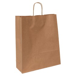 Sac shopping en carton kraft rectangulaire+poignees torsadee