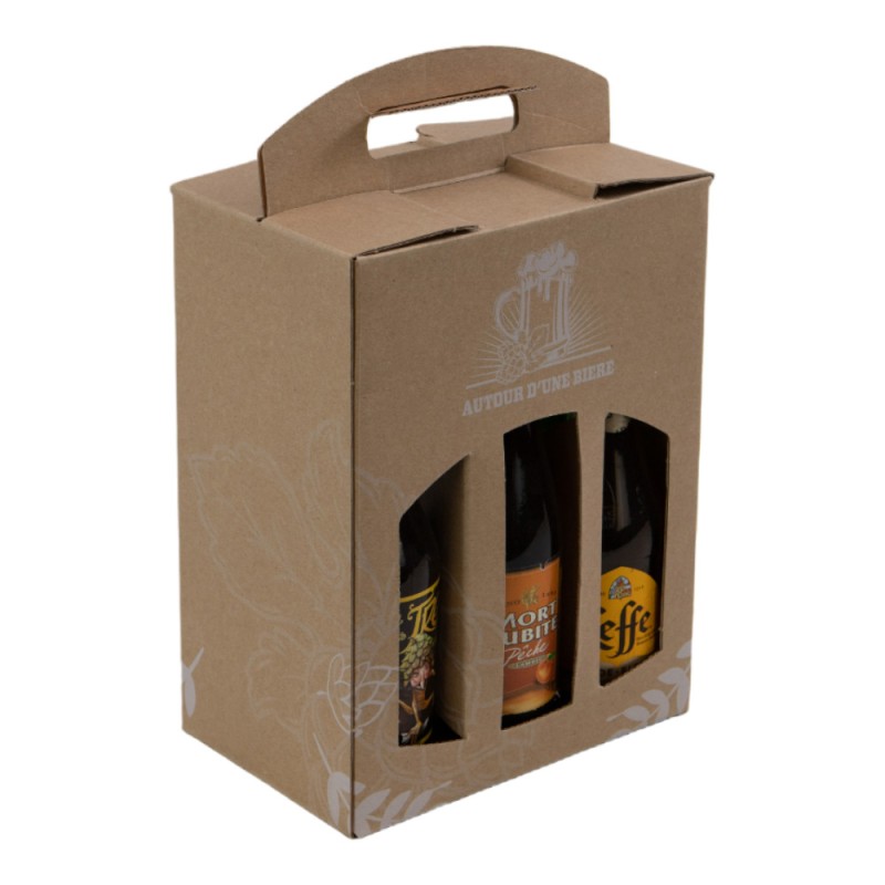 Coffret carton kraft pour 6 bieres type LONG NECK