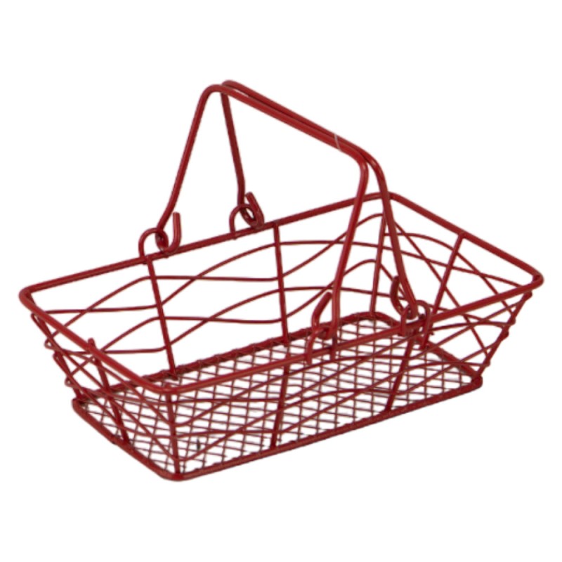 Panier rectangulaire en metal rouge