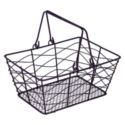 Panier rectangulaire en metal violet fonce avec 2 anses