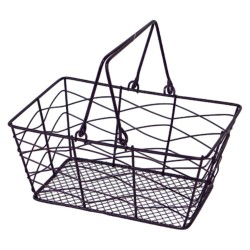 Panier rectangulaire en metal violet fonce avec 2 anses