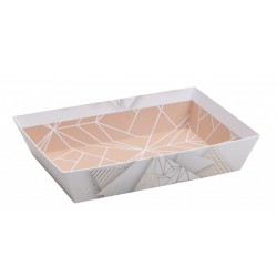 Corbeille carton blanc motif geometrique