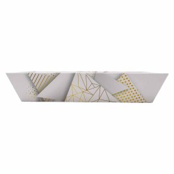 Corbeille carton blanc motif geometrique