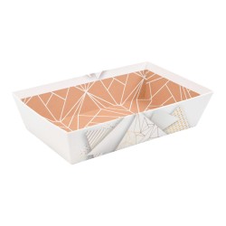 Corbeille carton blanc motif geometrique
