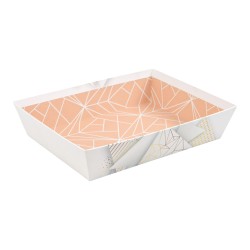 Corbeille carton blanc motif geometrique