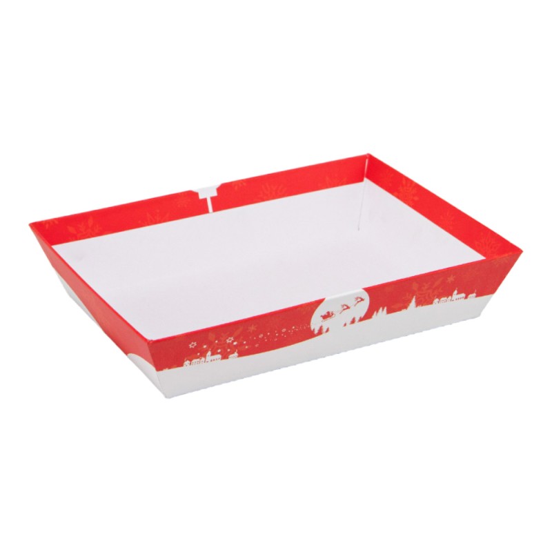 Corbeille en carton FSC rouge motif Noel