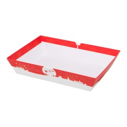 Corbeille en carton FSC rouge motif Noel