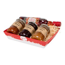 Corbeille en carton FSC rouge motif Noel