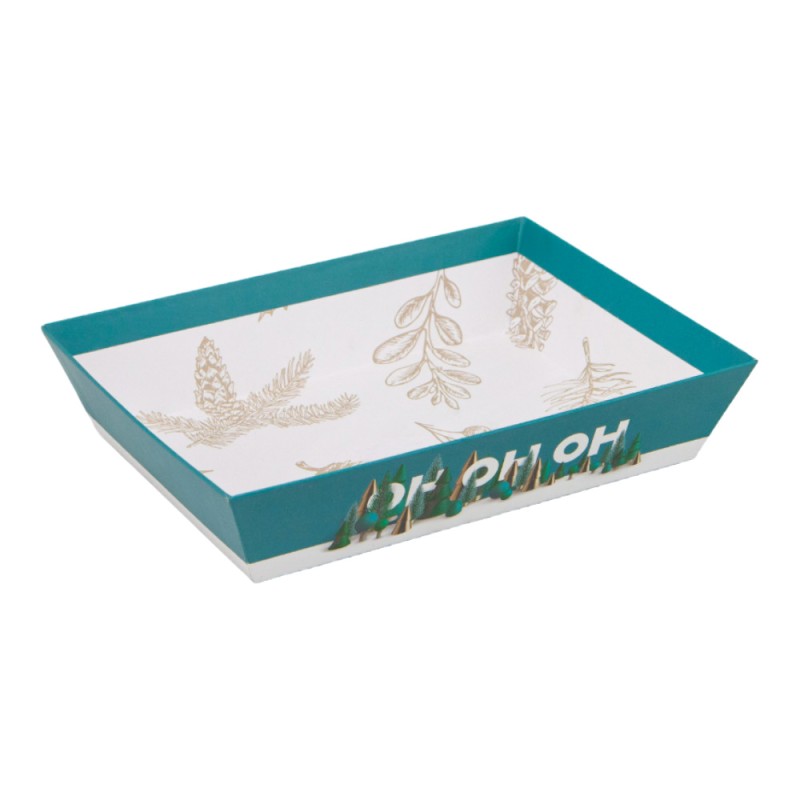 Corbeille carton FSC vert motif OH OH OH