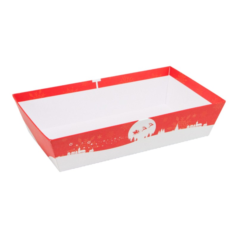 Corbeille en carton FSC rouge motif Noel