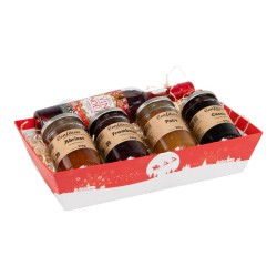 Corbeille en carton FSC rouge motif Noel