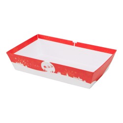 Corbeille en carton FSC rouge motif Noel