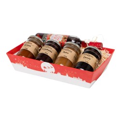 Corbeille en carton FSC rouge motif Noel