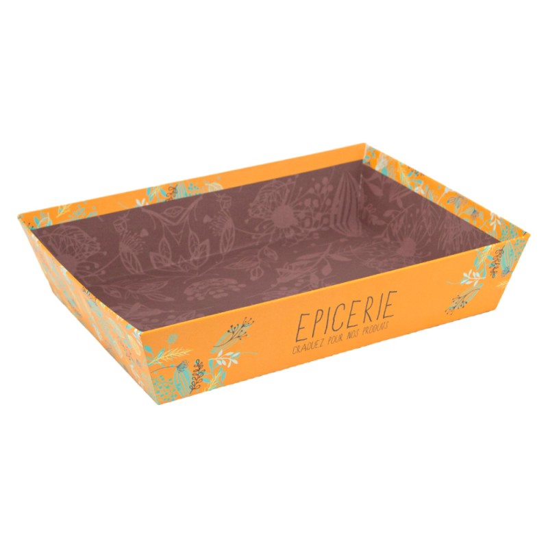 Corbeille en carton FSC orange Epicerie