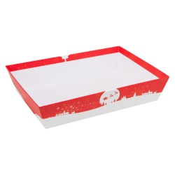 Corbeille en carton FSC rouge motif Noel