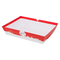 Corbeille en carton FSC rouge motif Noel