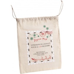 Sac hotte en coton motif Joyeux Noel