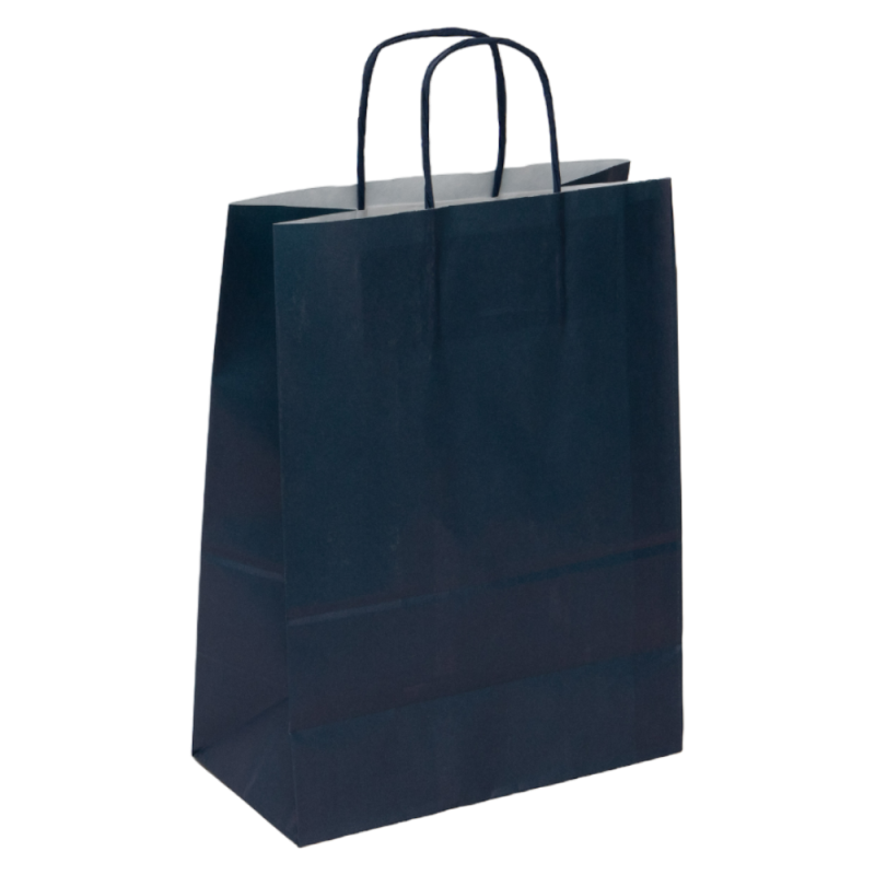 Sac Papier Kraft Rectangulaire Bleu Marine 34x14x39,5 cm