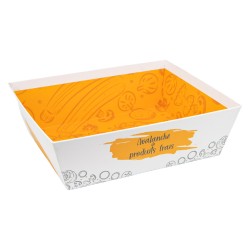 Corbeille carton FSC blanc et jaune resistant au froid