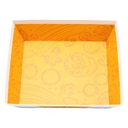 Corbeille carton FSC blanc et jaune resistant au froid