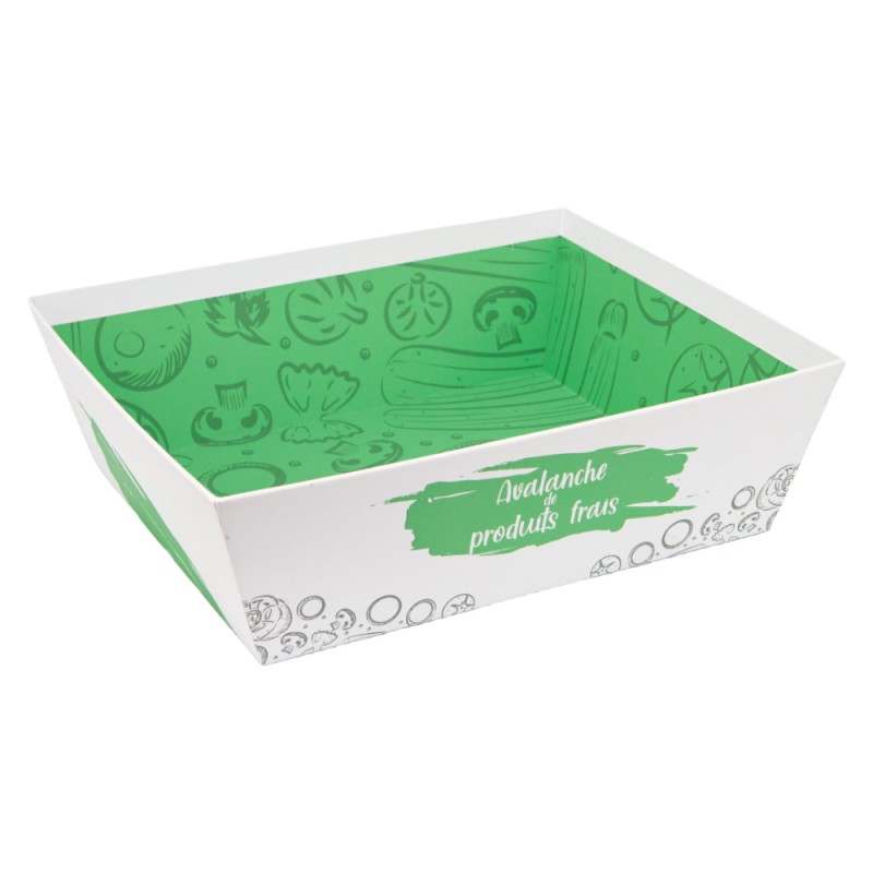 Corbeille carton FSC blanc et vert resistant au froid