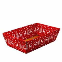 Corbeille carton rouge deco Noel