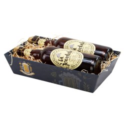 Corbeille carton FSC renforce bleu/jaune 'biere'