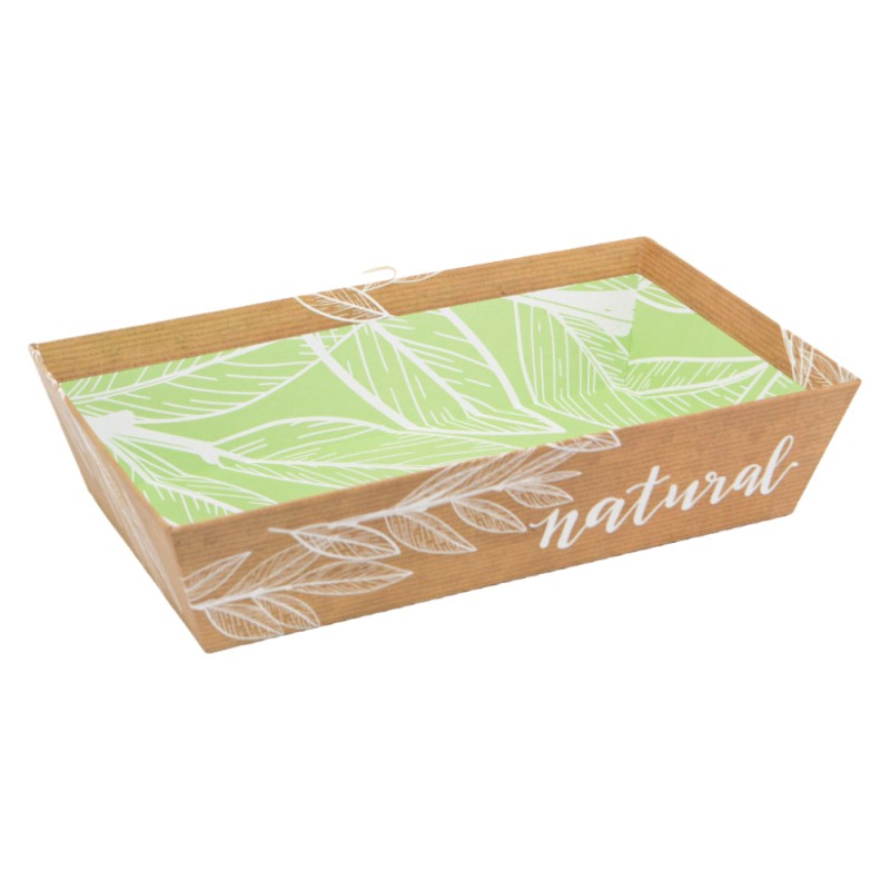 Corbeille carton kraft deco feuille naturel