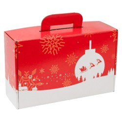 Valisette en carton FSC rouge motif Noel