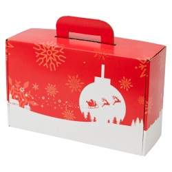 Valisette en carton FSC rouge motif Noel