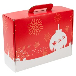 Valisette en carton FSC rouge motif Noel