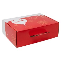 Valisette en carton FSC rouge motif Noel