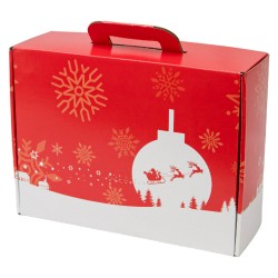 Valisette en carton FSC rouge motif Noel